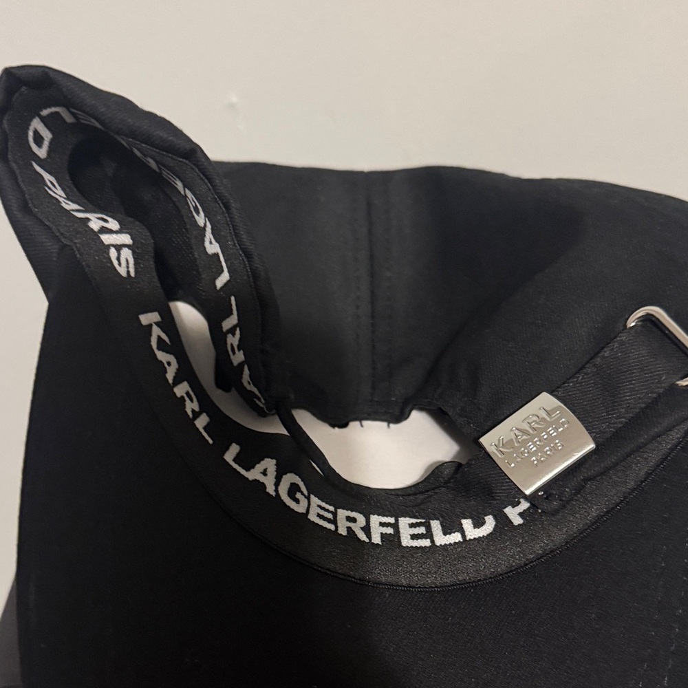 Karl Lagerfeld Unisex Black Hat with Silver Embellishments - Picture 5 of 9